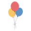 Colorful balloons in blue, red, and yellow